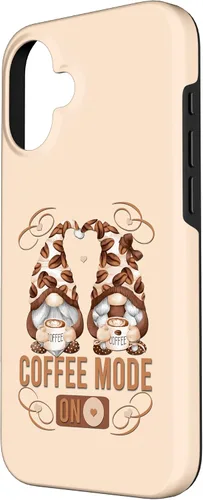 Vista 2 de iPhone 16 Funny Coffee Mode On For Women With Cute Coffee Gnomes Case