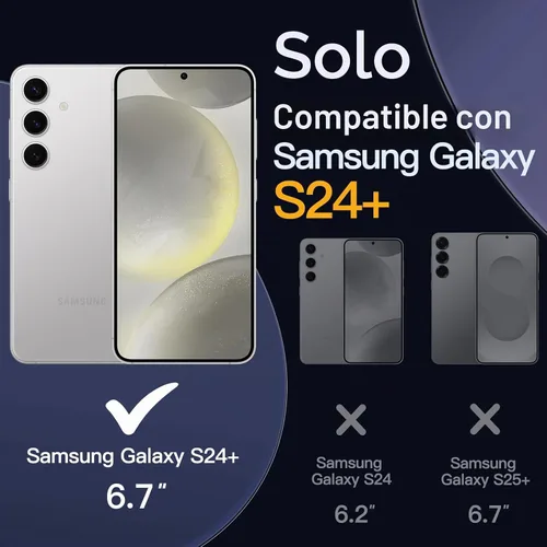 Vista 2 de JETech Funda 5 en 1 para Samsung Galaxy S24 Plus, antiamarilleo Transparente