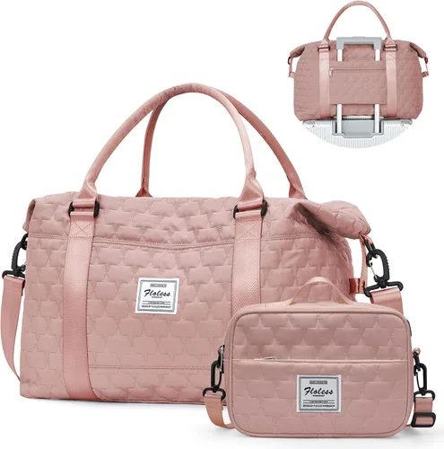 Vista 8 de Bolsas de viaje para mujer, bolso de mano para fin de semana para mujer, A-3-pink Con Neceser