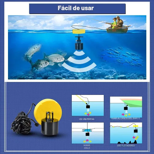 Vista 3 de LUCKY Kayak portátil de profundidad de peces buscador de agua de mano buscador de peces sonar castable kayak barco Fishfinder transductor pesca