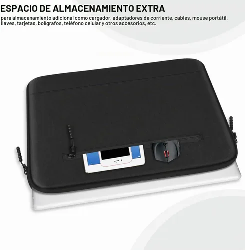 Vista 2 de Funda para laptop de 14 pulgadas, a prueba de golpes, funda protectora para computadora con bolsillo frontal, resistente al agua, duradera, bolsa