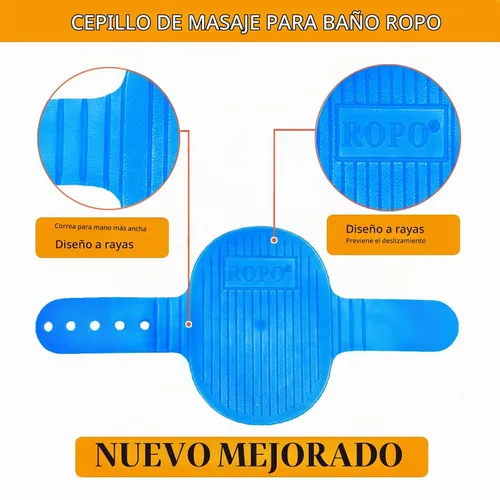 Vista 3 de ROPO Cepillo de baño para perros, cepillo de champú para perros, peine de goma de masaje calmante con mango de anillo ajustable para perros y gatos