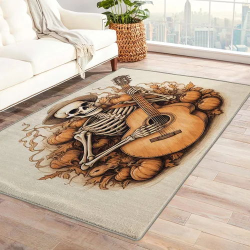 Vista 8 de Alfombra de Día de los Muertos de 2 x 3 pies, alfombra mexicana para entrada, alfombra de día de los muertos, decoración de habitación de niños