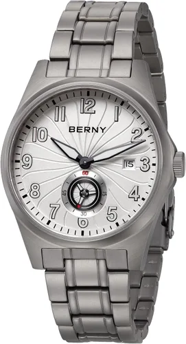 Vista 12 de BERNY Reloj automático de titanio para hombre, relojes de pulsera clásicos de titanio completo