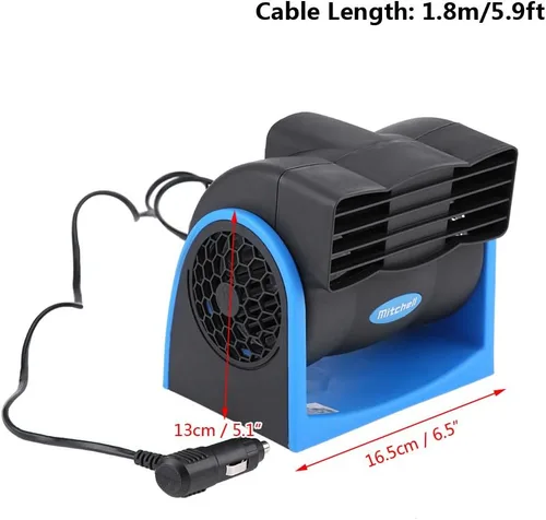 Vista 2 de Enfriador de ventilador de aire para vehículos de automóvil, DC 12V ABS Ventilador de enfriamiento eléctrico, Mini, velocidad ajustable, enfriador