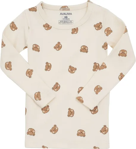 Vista 2 de AVAUMA - Conjunto de pijama para bebés de 6M a 8T para niños. Lindas pijamas para niños, ropa de dormir ajustada de algodón