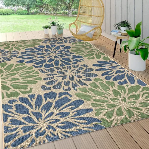 Vista 10 de Eyely BMS110I-28 Santa Monica Zinnia - Alfombra moderna con textura floral para interiores y exteriores, estilo costero, glamour, dormitorio, patio