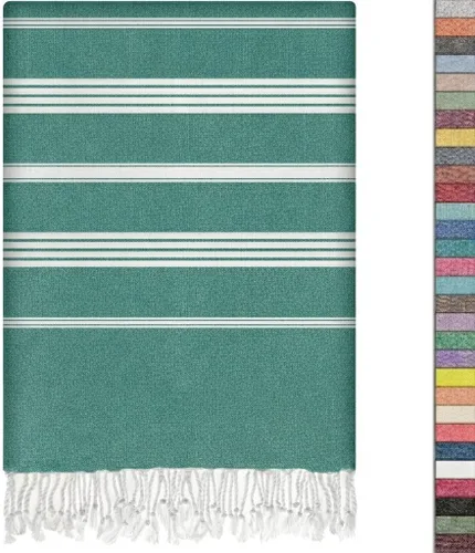 Vista 12 de EPHESUS TOWELS Toalla de playa turca de gran tamaño de 38 x 70 pulgadas, diseño sultán, toalla turca para playa, baño, piscina, gimnasio, yoga