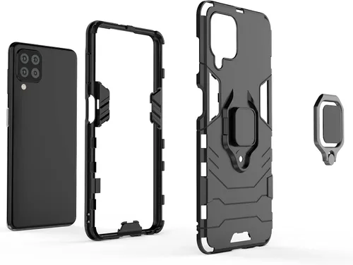 Vista 5 de ZMONE - Funda protectora para Samsung Galaxy M32 4G con protector de pantalla de vidrio (paquete de 2) resistente de doble capa de grado militar, a