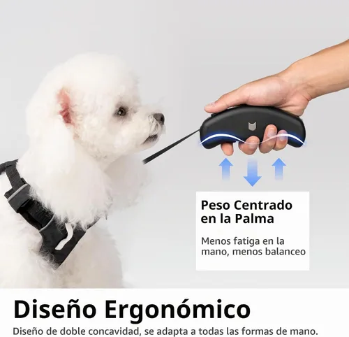 Vista 3 de Correa retráctil para perro de 5.6 pies, ajustable, suave, manos libres, correa retráctil de freno rápido con una sola mano para perros pequeños