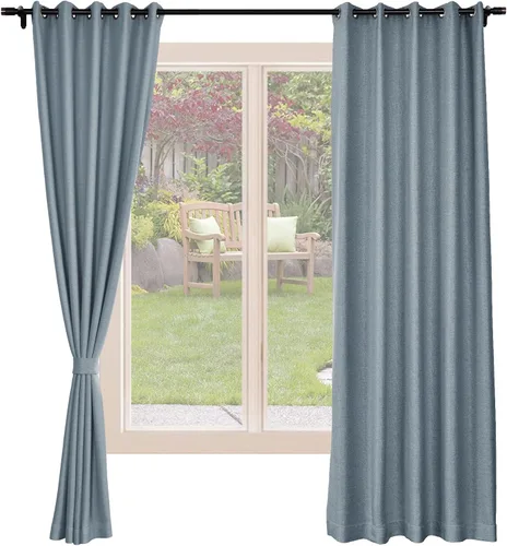 Vista 14 de Frelement Cortinas opacas de lino natural, paneles de cortinas con ojales para sala de estar, cortinas con aislamiento térmico, 52 pulgadas de ancho
