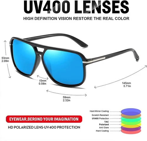 Vista 3 de Gafas de sol polarizadas estilo aviador retro caliente para hombre
