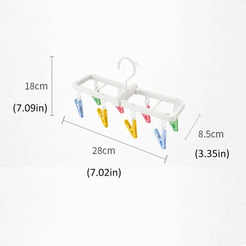Vista 8 de MXY Pinzas de ropa plegables de plástico para ropa interior, ganchos para ropa interior, ropa sucia, colgador de lencería colorido, 8 pasadores