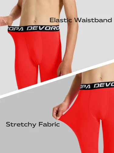 Vista 6 de DEVOROPA Leggings de compresión para niños y jóvenes, mallas deportivas con forro polar térmico