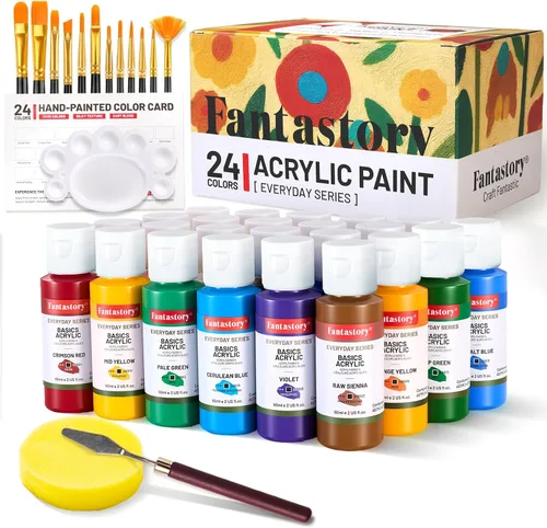 Vista 6 de Fantastory Juego de pintura acrílica metálica de 12 colores de 2 fl oz
