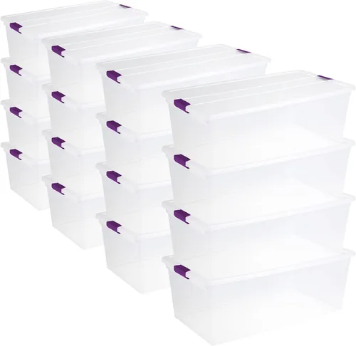 Vista 15 de Sterilite ClearView - Paquete de 4 cajas de cierre ClearView de 60 cuartos de galón, contenedores organizadores con ruedas con tapas de pestillo