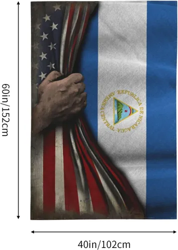 Vista 7 de Tapiz de mitad de bandera estadounidense y mitad de bandera de Nicaragua, 60 x 40 pulgadas, divertido tapiz estético, arte de pared para dormitorio
