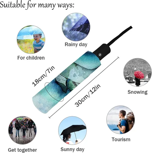 Vista 4 de DHDM Automatic Umbrella for Rain and Sun Male Women Beach Parasol Print Folding Umbrella