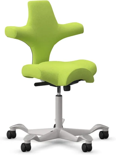 Vista 41 de HAG Capisco Sit to Stand - Silla de pie con marco blanco, tapizado, color rosa rubor Pink Blush