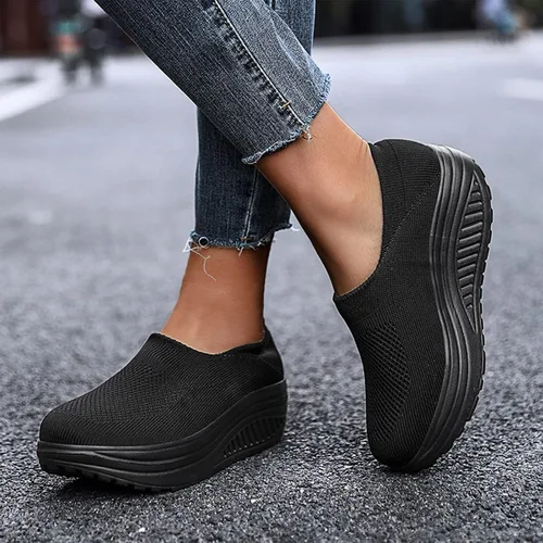 Vista 5 de MLAGJSS Tenis sin cordones para mujer, con cojín de aire, ortopédicos, para diabéticos, para caminar con soporte de arco