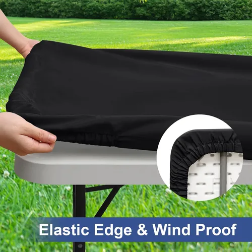 Vista 3 de homing Paquete de 4 manteles rectangulares de 4 pies, mantel ajustable de poliéster impermeable, lavable, para picnic, campamento, al aire libre