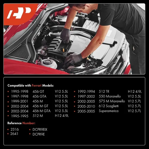 Vista 2 de A-Premium Bujías iridio platino compatibles con Ferrari 456 GT, 456 GTA, 456 M, 456 M GT, 456 M GTA, 512 M, 512 TR, 550 Maranello, 575 M Maranello