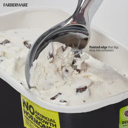 Vista 7 de Cuchara de helado profesional Farberware con mango cómodo, resistente, cuchara de grado profesional, cuchara de forma perfecta, ideal para cucharas
