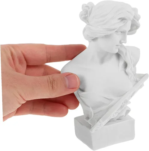 Vista 4 de Artemis - Estatua de diosa de resina blanca, escultura de busto de cabeza romana, escultura de mitología griega para el hogar, estante