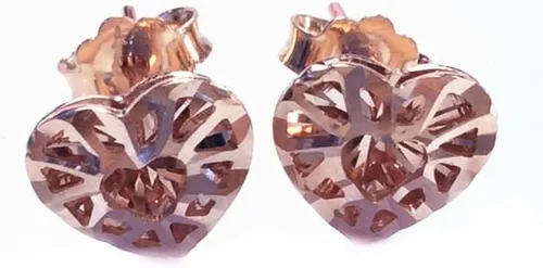 Vista 6 de SAGEKING 2024 New 585 Purple Gold Fashion Hollow Heart Ear Studs14K Rose Gold Three-Dimensional Design Romantic Charm Dating Wedding Jewelry Fashion