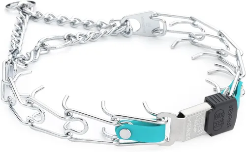 Vista 19 de Collar de perro de acero cromado Herm Sprenger para perros pequeños con hebilla de liberación rápida ClicLock y inserto de Biothane Collar de punta