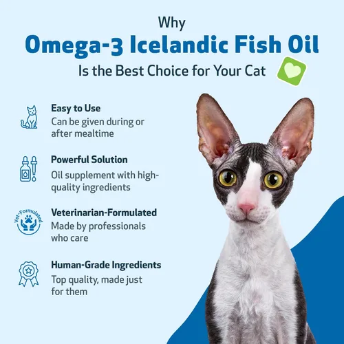 Vista 5 de Pet Wellbeing Aceite de pescado islandés omega-3 para gatos, pescado capturado en la naturaleza, pescado de agua fría, piel y pelaje saludables