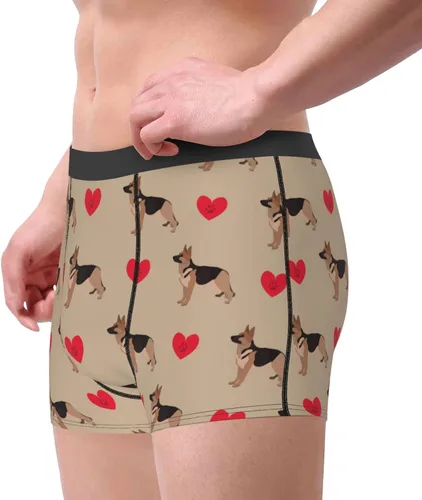Vista 2 de Men's Underwear German Shepherd Dog with Hearts Soft breathable Boxer Briefs Stretch Trunks