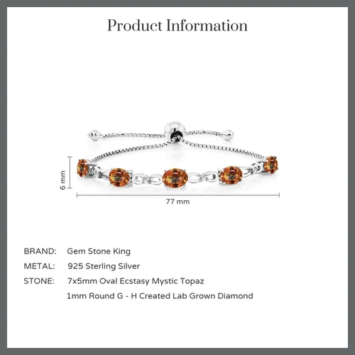 Vista 74 de Gem Stone King Pulsera de tenis de diamantes cultivados en laboratorio con piedra natal de 3-6 quilates para mujer, plata de ley 925, ovalada