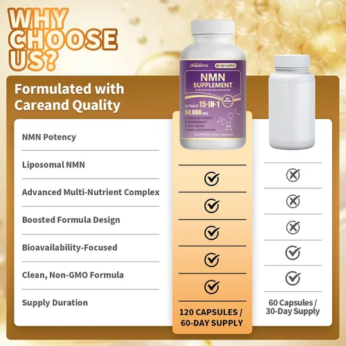 Vista 9 de Suplemento liposomal NMN 15 en 1 1000 mg orgánico puro - 120 cápsulas