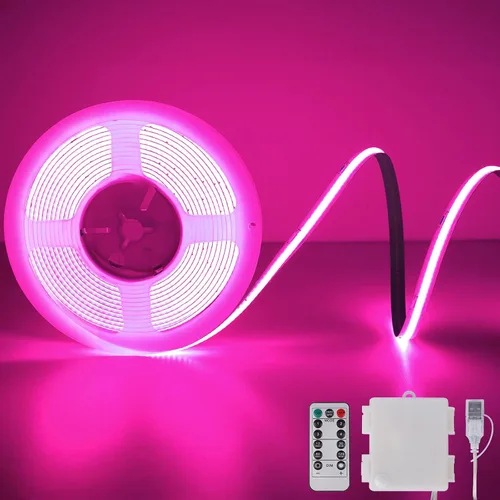 Vista 21 de OMIKA Tira de luces LED COB RGB de 6.6 pies, funciona con pilas, control remoto, regulable, cambio de color, tira de luces LED de batería, cortables