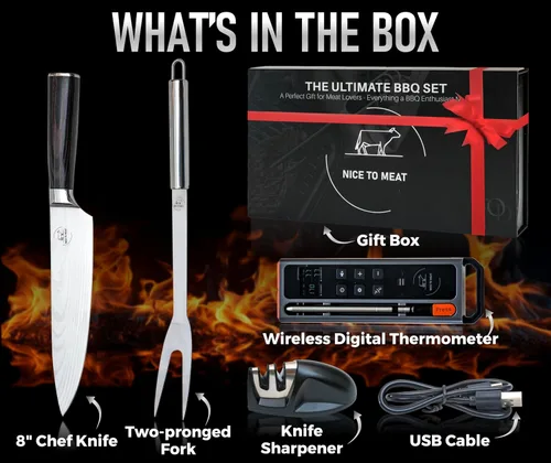 Vista 8 de Termómetro inalámbrico para carne, juego de barbacoa digital, conectividad Bluetooth 5.3 y WiFi, control de aplicación de 800 pies (iOS y Android)