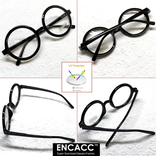 Vista 5 de Gafas clásicas con borde de cuerno redondo, marco ovalado, sin receta