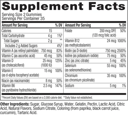 Vista 10 de OLLY - Gomita multivitamínica para adolescentes, apoyo para la piel saludable y el sistema inmunológico, 15 vitaminas esenciales, biotina, zinc