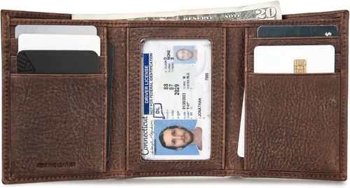 Vista 4 de Lucky Brand Men's Trifold Wallet ID Window Card Slots Genuine Leather Organization Durable Stylish