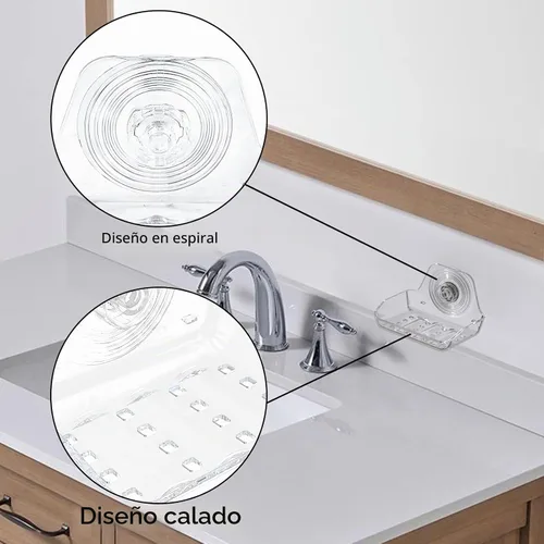 Vista 6 de Jabonera autoadhesiva para montar en la pared, protector de jabón de plástico, soporte de esponja para pared de ducha, baño, cocina (transparente A))