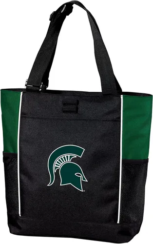 Vista 7 de Broad Bay Official Michigan State Tote Bag Zippered Travel Carryall Negro