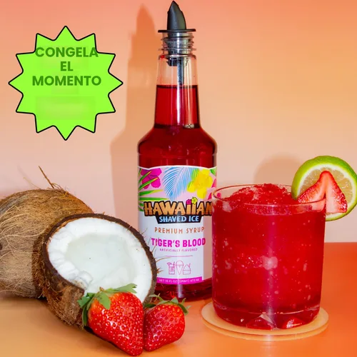 Vista 8 de Jarabe de Ahijado Helado Hawaiian Shaved Ice, Tamaño Pinta, Sabor Sangre de Tigre, Ideal para Raspaditas, Soda Italiana, Paletas, No Necesita
