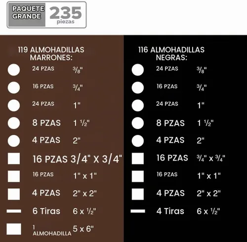 Vista 5 de ¡235 almohadillas de fieltro para muebles marrones y negras X-Protector! Gran cantidad de almohadillas para muebles para pisos de madera dura – ¡Tus