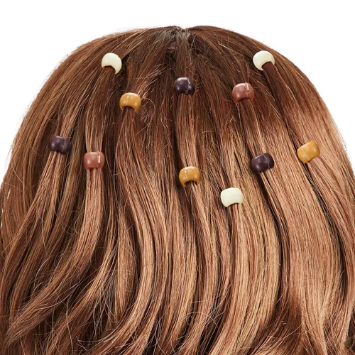 Vista 4 de WILLBOND 300 mini pinzas para el cabello para trenzas para niñas, mini cuentas de pelo arcoíris, pequeños clips de plástico para mujeres (color café)