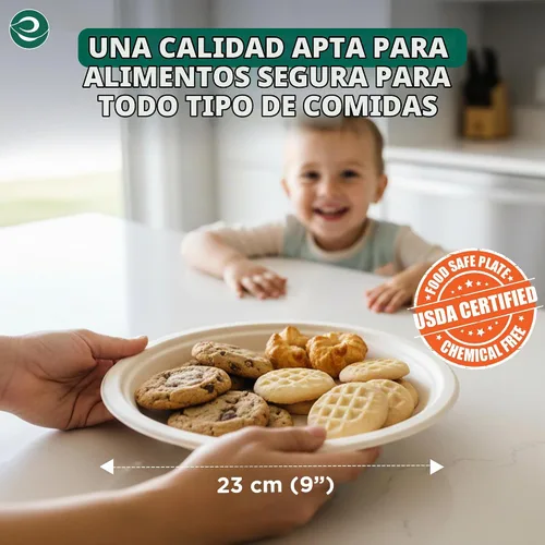 Vista 2 de ECO SOUL Platos de papel de bagazo desechables de 9 pulgadas