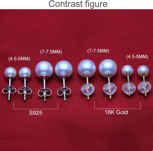 Vista 3 de HXZZ - Pendientes de perlas cultivadas en agua de mar de oro o plata de ley para mujer