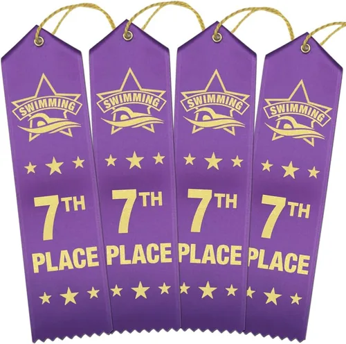 Vista 13 de RibbonsNow Cintas de natación 1er lugar - 100 cintas azules con tarjeta y cuerda 1er Lugar - Azul