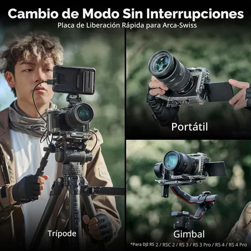 Vista 7 de Kit de Jaula de Cámara de Liberación Rápida SmallRig HawkLock para Sony A7C II/ A7CR con Empuñadura de Silicona Integrada, Jaula Completa de Acceso