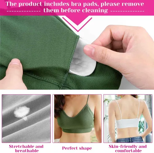 Vista 3 de Selizo Bralettes acolchadas para mujer, 6 piezas de sujetadores deportivos para mujer, paquete de 6 piezas de sujetador con cuello en V Cami Bando