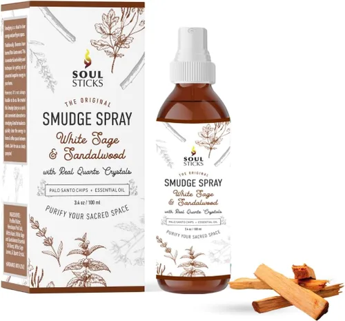 Vista 17 de SOUL STICKS Spray de Palo Santo y Sándalo para Limpieza y Energía Negativa Spray de Palo Santo 3.5oz con Cristales de Cuarzo Reales Spray